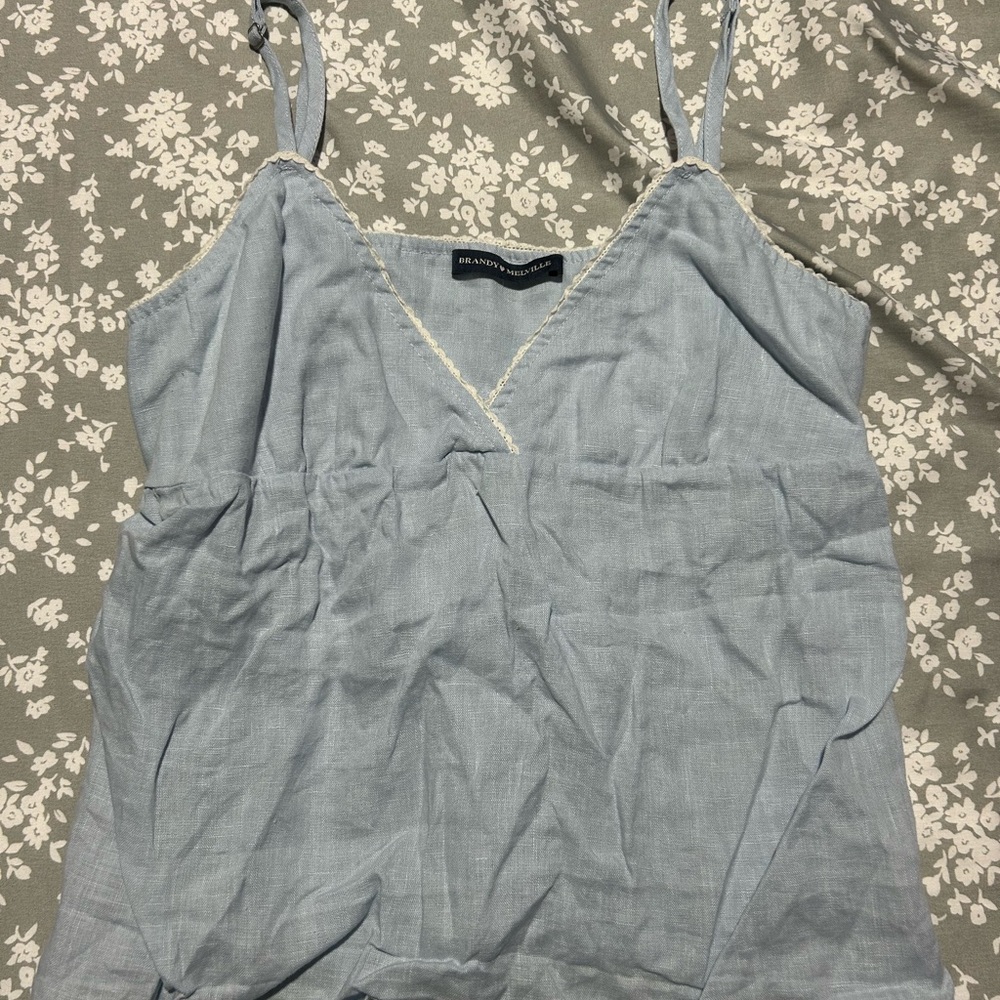 sky blue linen Brandy Melville tank top